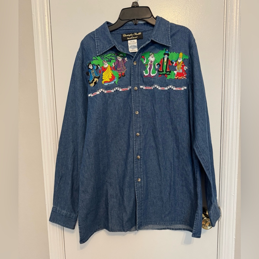 Christopher Radko By Bellepoint Around The World Santas Denim Shirt  Small